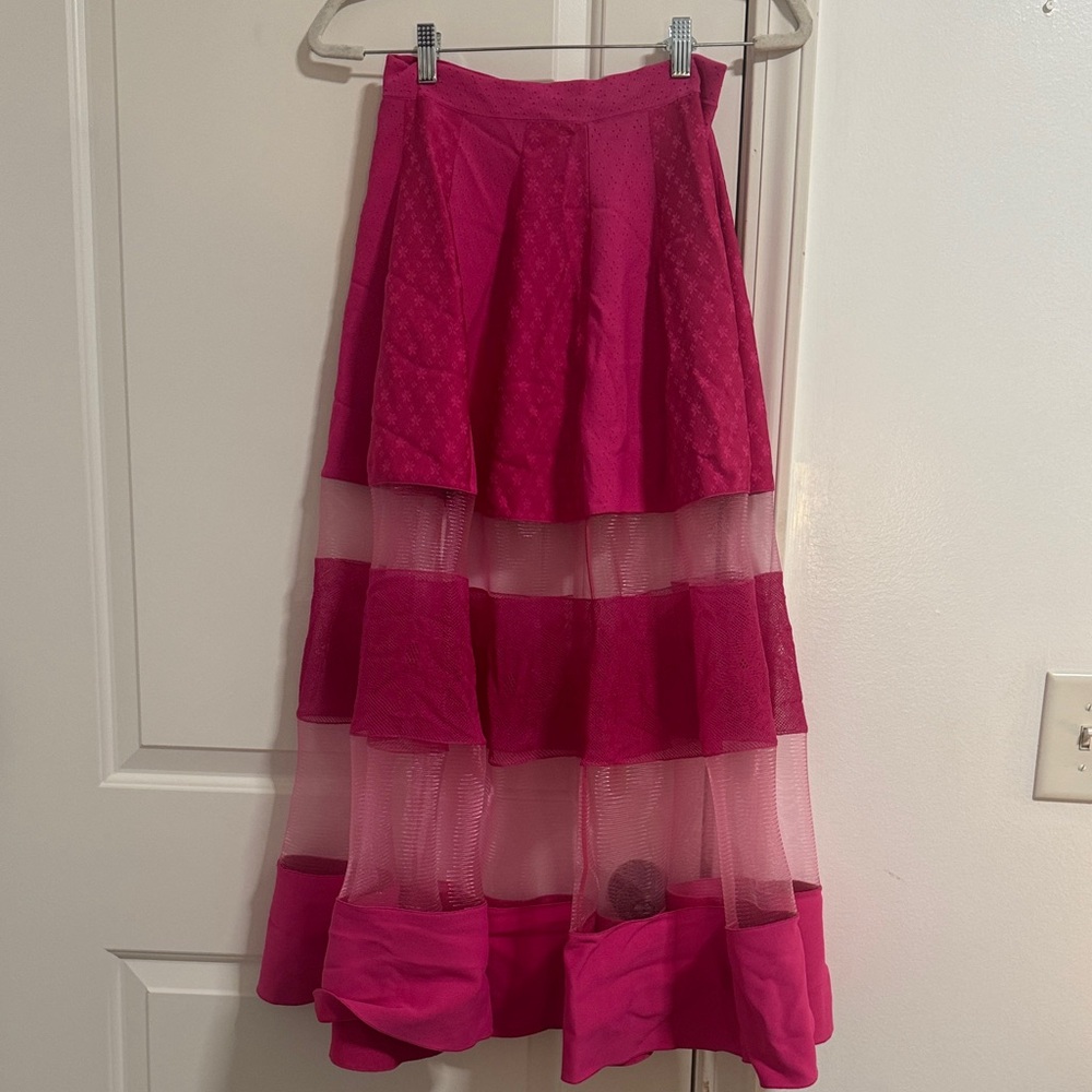Alexander McQueen Vibrant Pink Layered Maxi Skirt